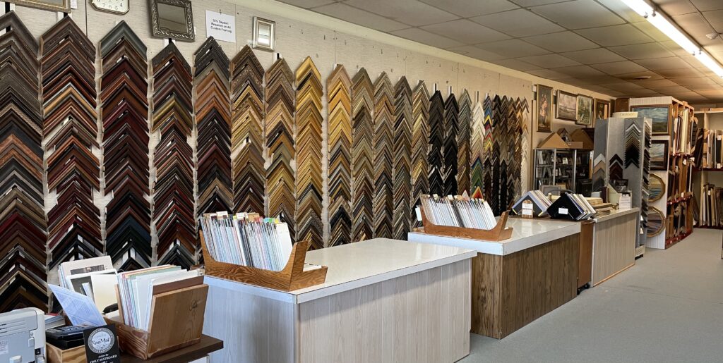 wall of gallery framing